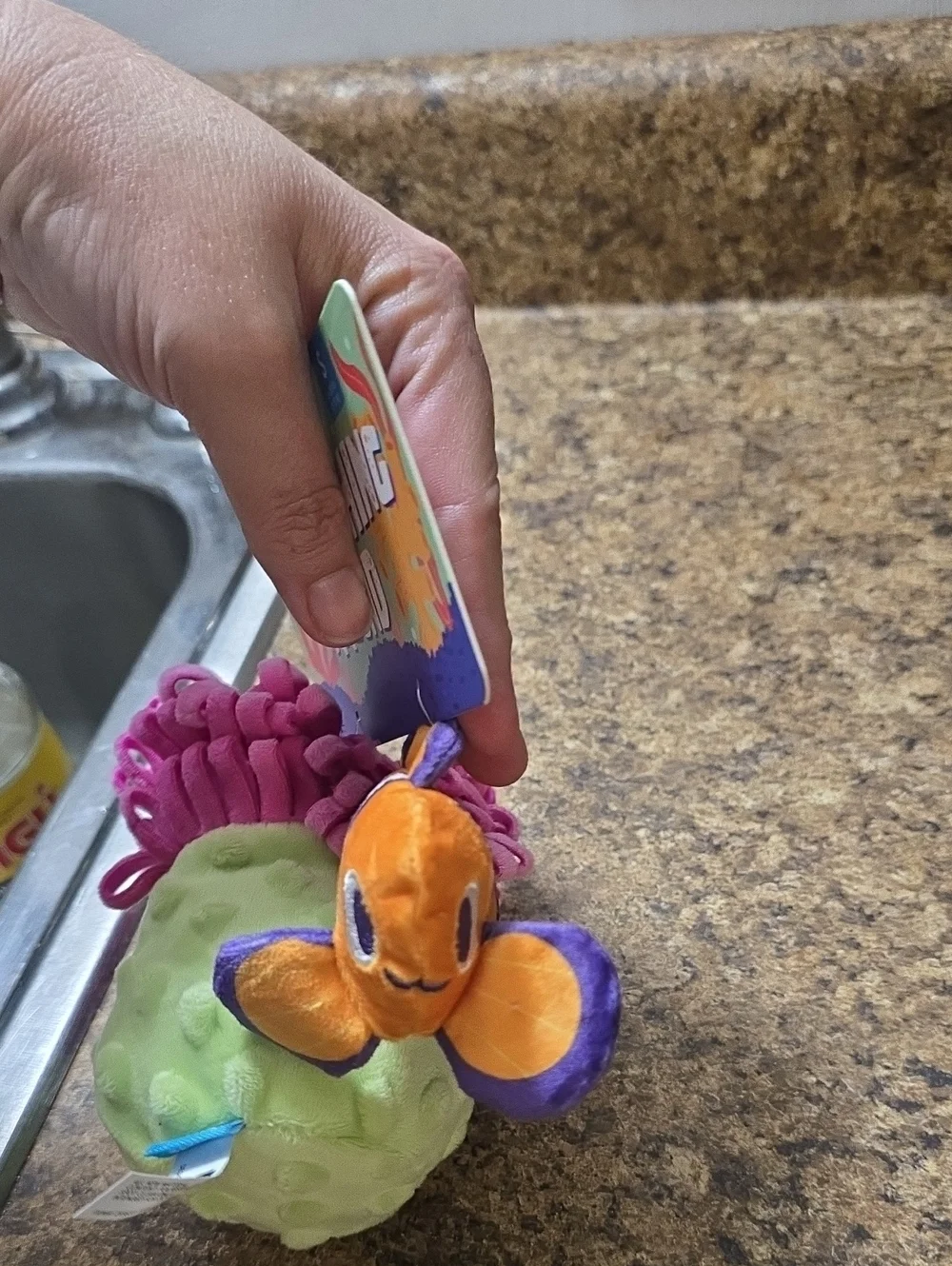 BARK Clown Fishing Around Plush Dog Toy - Green,‎ Pink, Orange Size Small 0-20 P